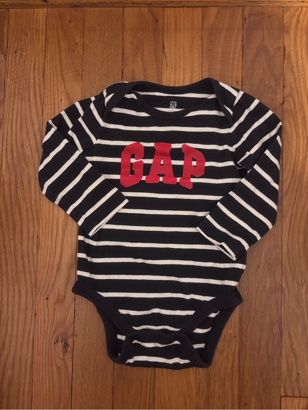 Baby Gap Striped Logo Onesie 12-18M